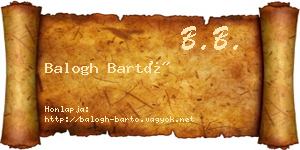 Balogh Bartó névjegykártya